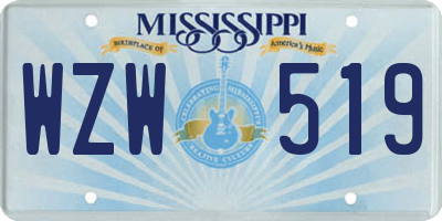MS license plate WZW519