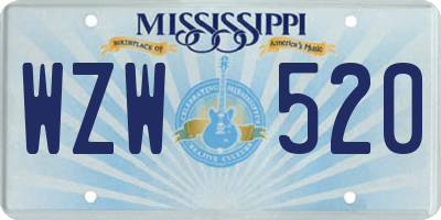 MS license plate WZW520