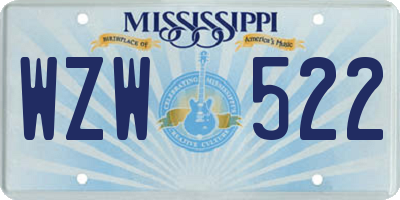 MS license plate WZW522