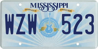 MS license plate WZW523