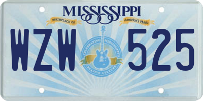 MS license plate WZW525