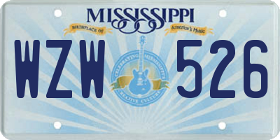 MS license plate WZW526