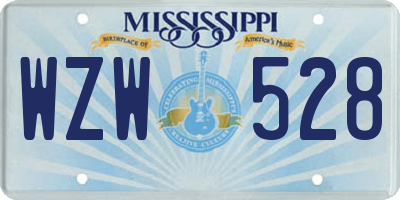 MS license plate WZW528