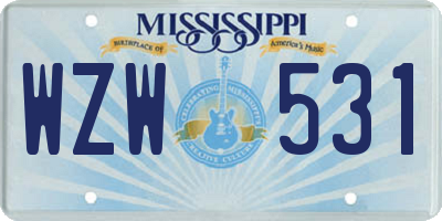 MS license plate WZW531