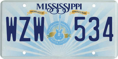 MS license plate WZW534