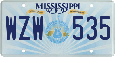 MS license plate WZW535