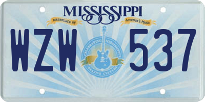 MS license plate WZW537
