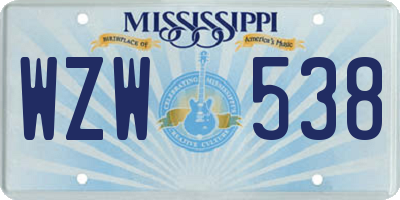 MS license plate WZW538