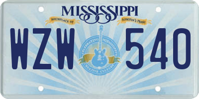MS license plate WZW540