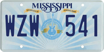MS license plate WZW541