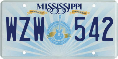 MS license plate WZW542