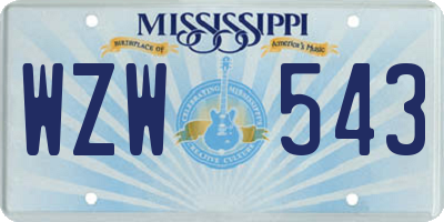 MS license plate WZW543