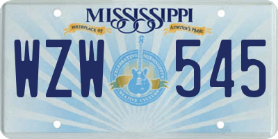 MS license plate WZW545