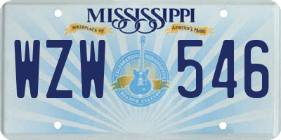 MS license plate WZW546