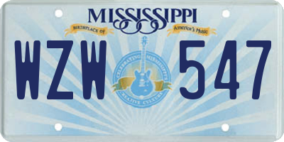 MS license plate WZW547