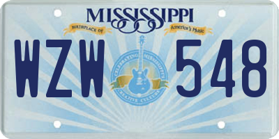 MS license plate WZW548