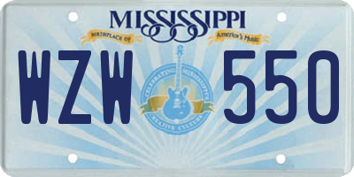 MS license plate WZW550