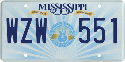 MS license plate WZW551