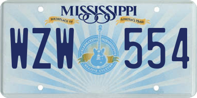 MS license plate WZW554