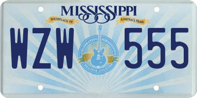 MS license plate WZW555