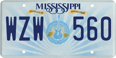 MS license plate WZW560