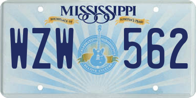 MS license plate WZW562