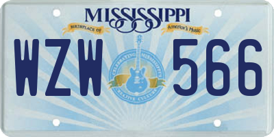 MS license plate WZW566