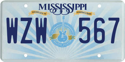 MS license plate WZW567