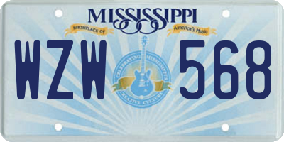MS license plate WZW568