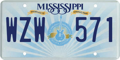 MS license plate WZW571