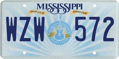 MS license plate WZW572