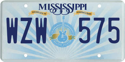 MS license plate WZW575