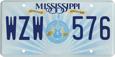 MS license plate WZW576