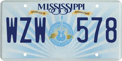 MS license plate WZW578