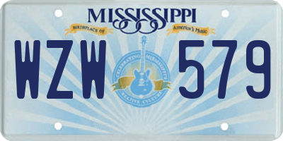 MS license plate WZW579