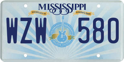 MS license plate WZW580