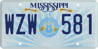 MS license plate WZW581
