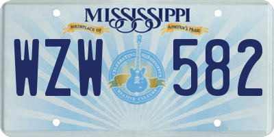 MS license plate WZW582