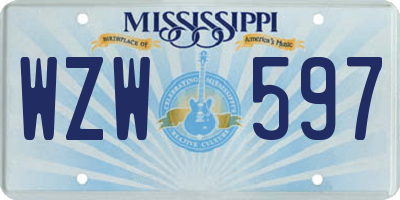 MS license plate WZW597