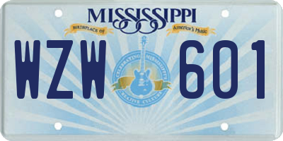 MS license plate WZW601