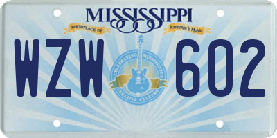 MS license plate WZW602