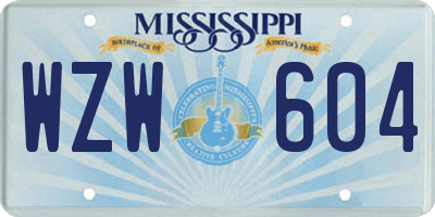 MS license plate WZW604