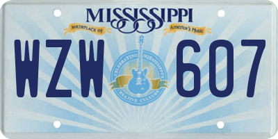 MS license plate WZW607