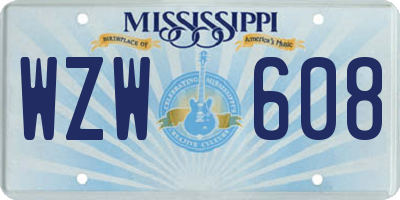 MS license plate WZW608