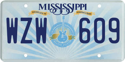 MS license plate WZW609