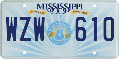 MS license plate WZW610