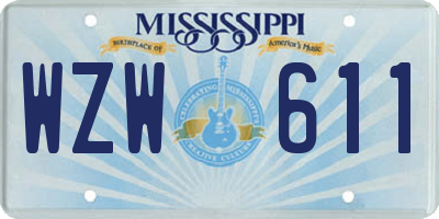 MS license plate WZW611