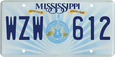 MS license plate WZW612