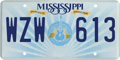 MS license plate WZW613