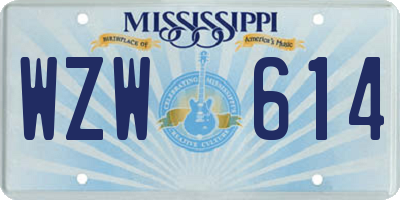MS license plate WZW614